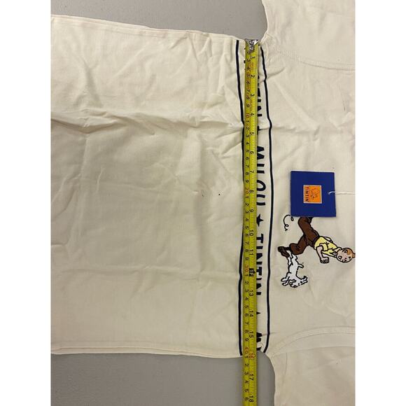 The Adventures Of Tintin Vintage Movie T-Shirt Short Sleeve Size 12 Cream NWT - Picture 6 of 9